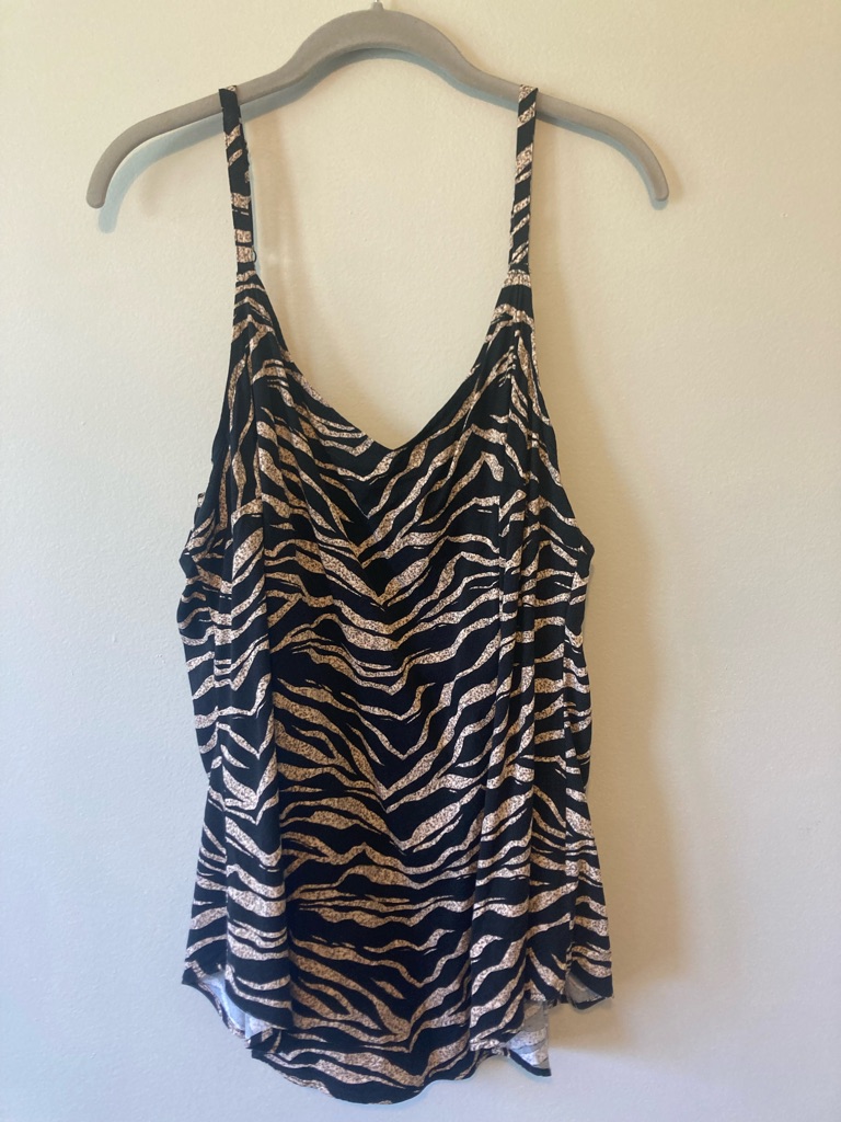Torrid Black Beige Zebra Print Rayon Camisole Sleeveless Wide Strap Top